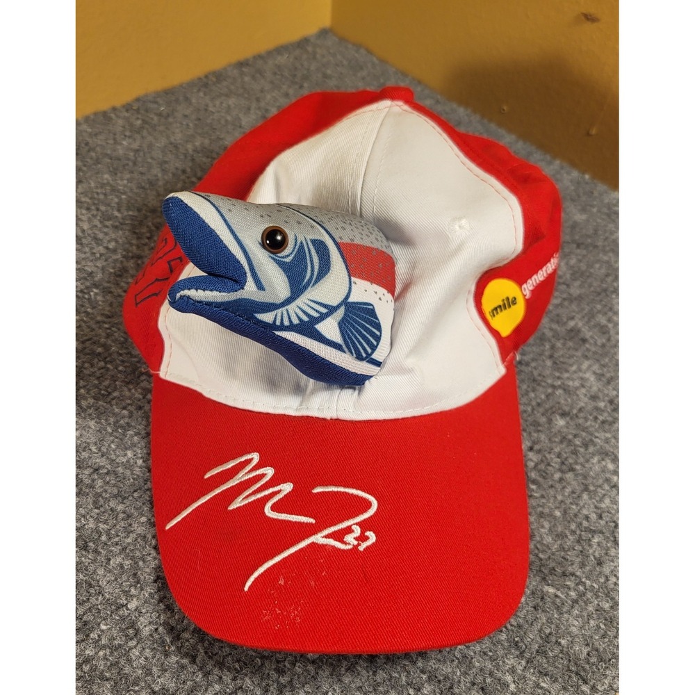Los Angeles Angels Mike Trout Fish Hat Kloanz Promo #27 Strap Back Cap Red MLB